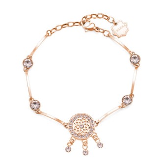 1 - Bracciale acchiappasogni Brosway Chakra BHKB033 acciaio 316L PVD Oro Rosa con cristalli