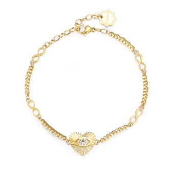 1 - Bracciale cuore ed infinito Brosway Chakra BHKB023 acciaio 316L PVD Oro con cristallo