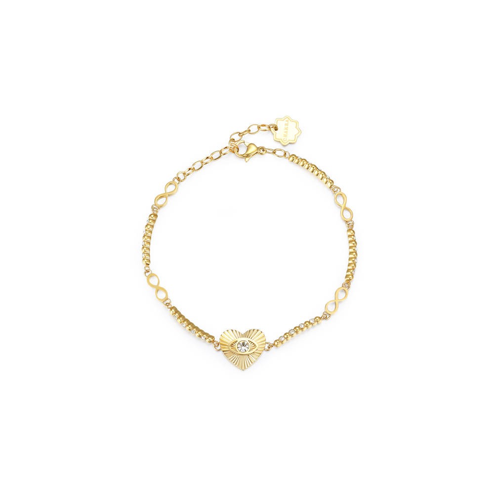 1 - Bracciale cuore ed infinito Brosway Chakra BHKB023 acciaio 316L PVD Oro con cristallo