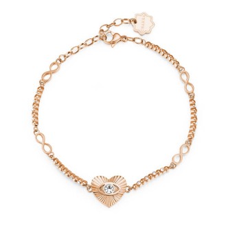 1 - Bracciale cuore ed infinito Brosway Chakra BHKB024 acciaio 316L PVD Oro Rosa con cristallo