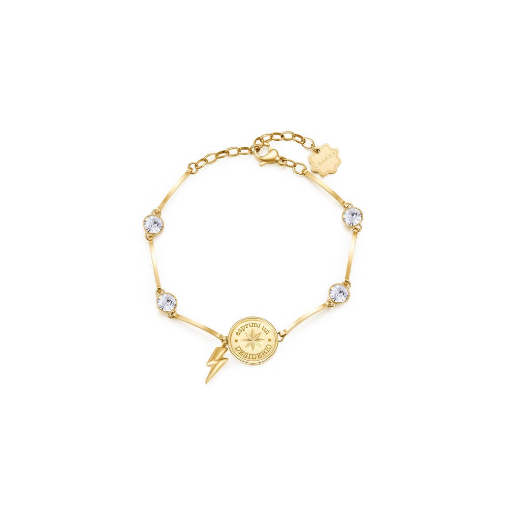 1 - Bracciale desiderio Brosway Chakra BHKB042 acciaio 316L PVD Oro con cristallo