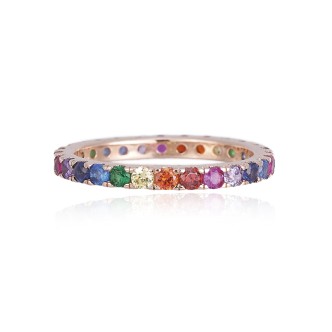 1 - Anello Veretta Mabina donna 523133-11 Argento 925 rosato con zirconi multicolor