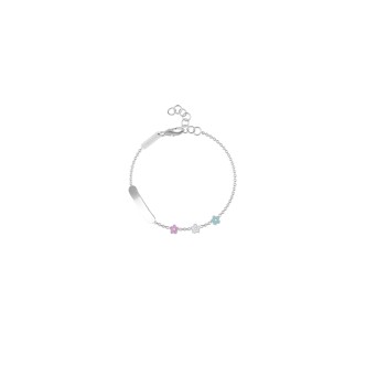 1 - Bracciale neonata fiorellini Mabina donna 533395 Argento 925 con smalto