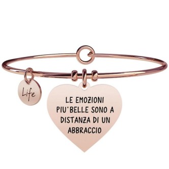 1 - Bracciale Kidult 731355 acciaio 316L PVD rosè cuore con cristalli collezione Love