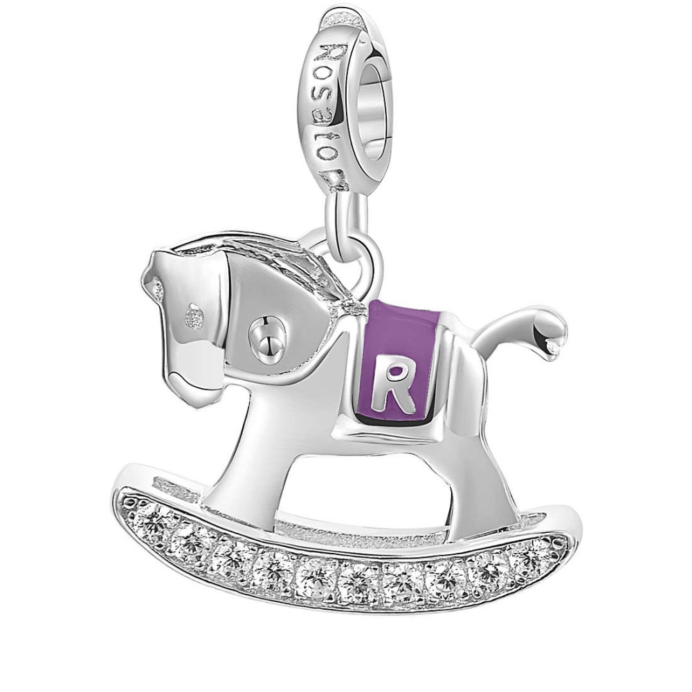 1 - Charm cavallo a dondolo Rosato donna RZ026R Argento 925 collezione Storie