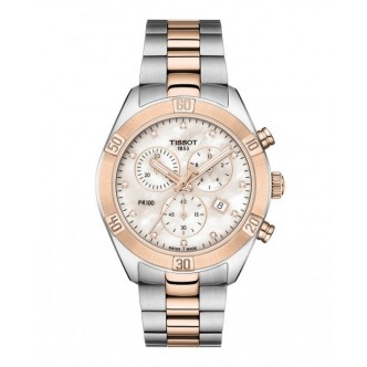 1 - Tissot Chronograph PR100 women's watch PVD Rose Gold T101.917.22.116.00 steel case and bracelet