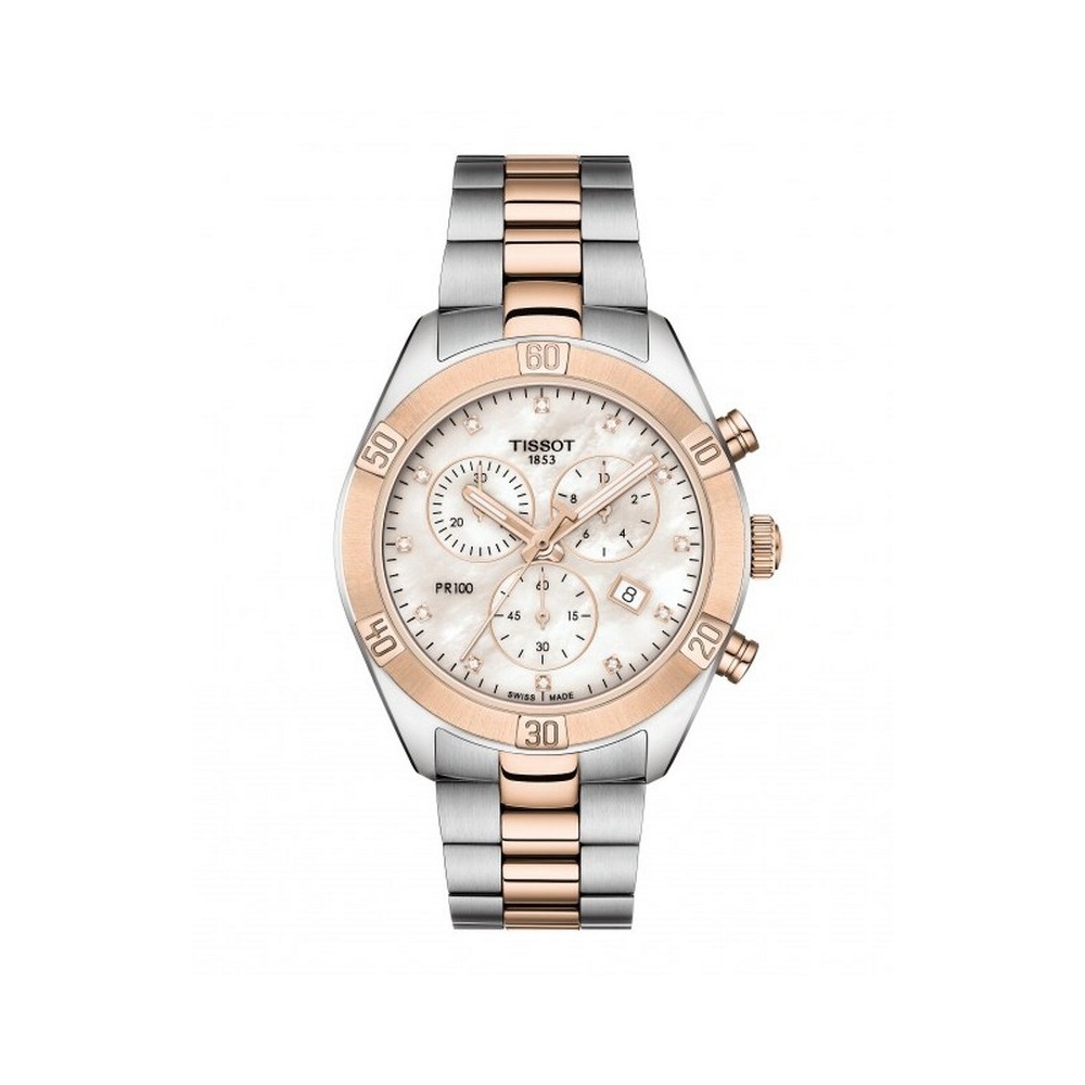 1 - Orologio Tissot Cronografo PR100 donna PVD Oro Rosa T101.917.22.116.00 cassa e bracciale acciaio