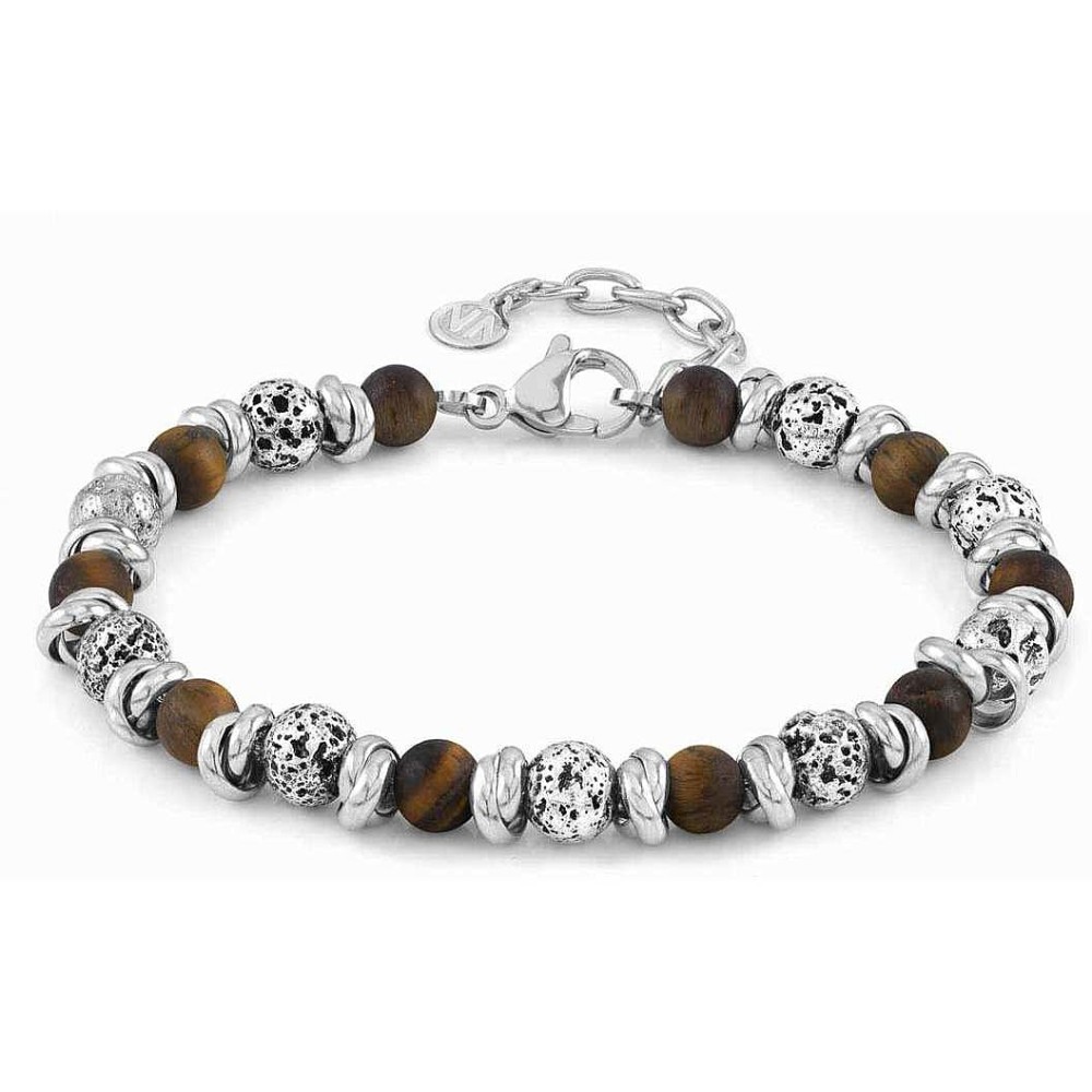 1 - Nomination Vulcano Instinct man bracelet 027919/041 steel with lava stone