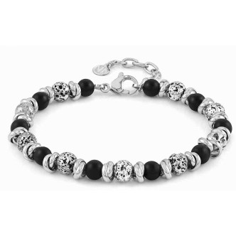 1 - Bracciale Nomination Vulcano Instinct uomo 027919/044 acciaio con pietra lavica