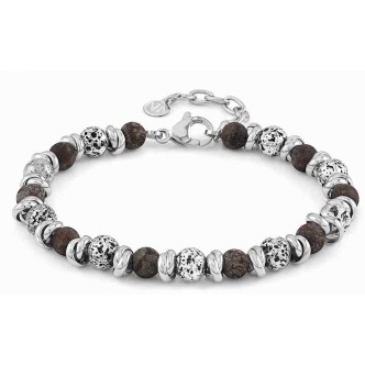 1 - Bracciale Nomination Vulcano Instinct uomo 027919/050 acciaio con pietra lavica ed agata