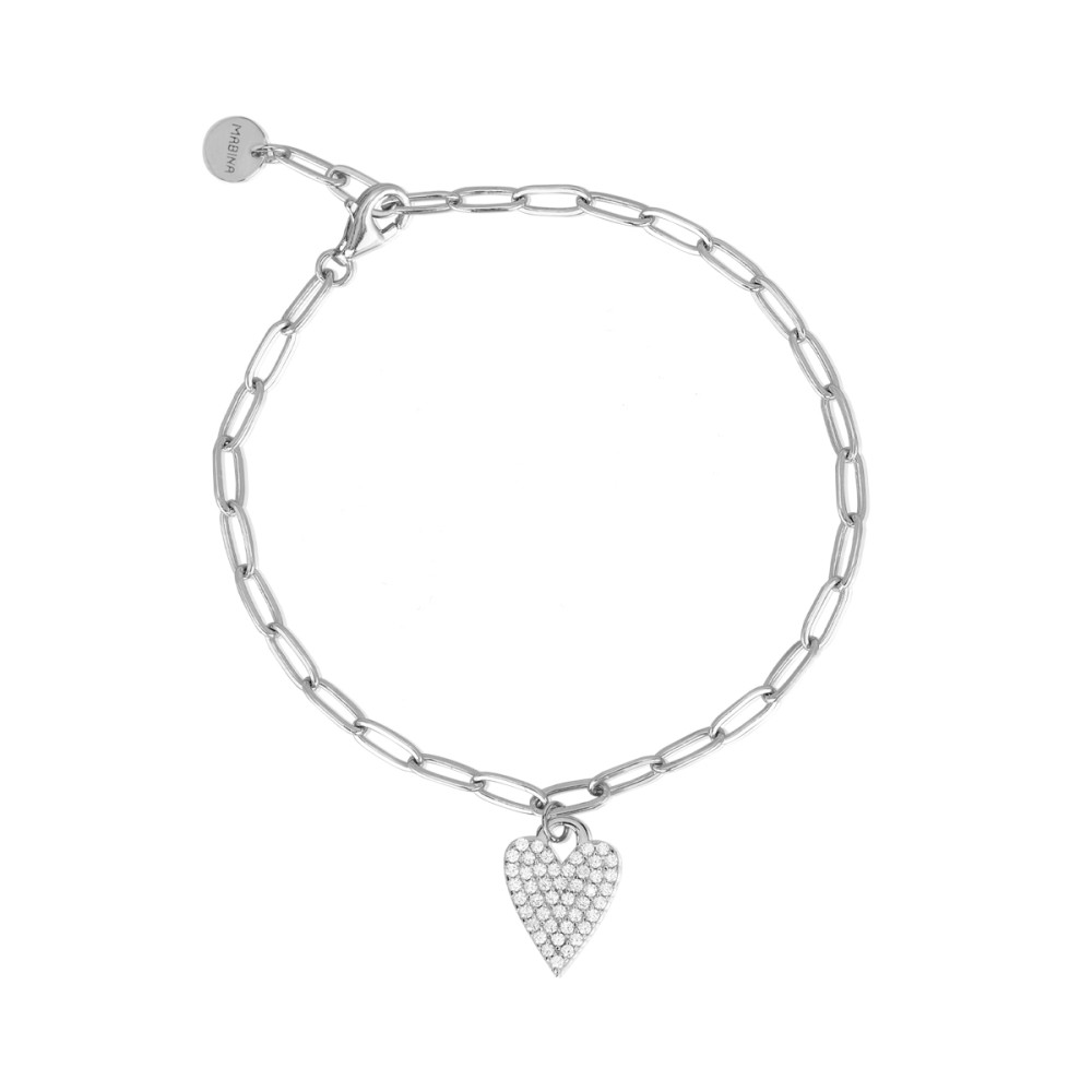 1 - Heart bracelet with oval links Mabina woman 533447 925 silver with zircons