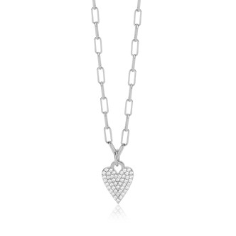 1 - Heart necklace with oval links Mabina woman 553395 925 silver with zircons