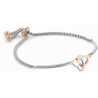 1 - Bracciale cuori intrecciati Nomination Milleluci donna 028004/051 acciaio con cristalli