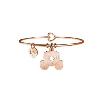 1 - Bracciale Kidult 731072 acciaio 316L rosè ciondolo carroza con cristalli collezione Love