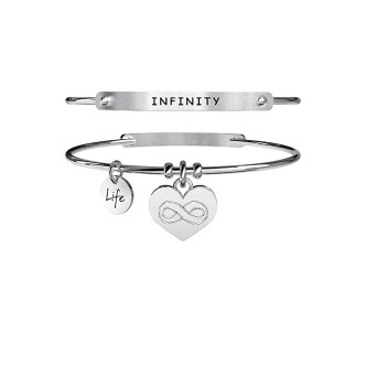 1 - Bracciale Kidult 231650 cuore in acciaio 316L con infinito e  cristalli collezione Love