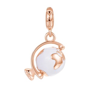 1 - Woman's Rosy World Map Charm RZ049 Silver 925 Stories collection