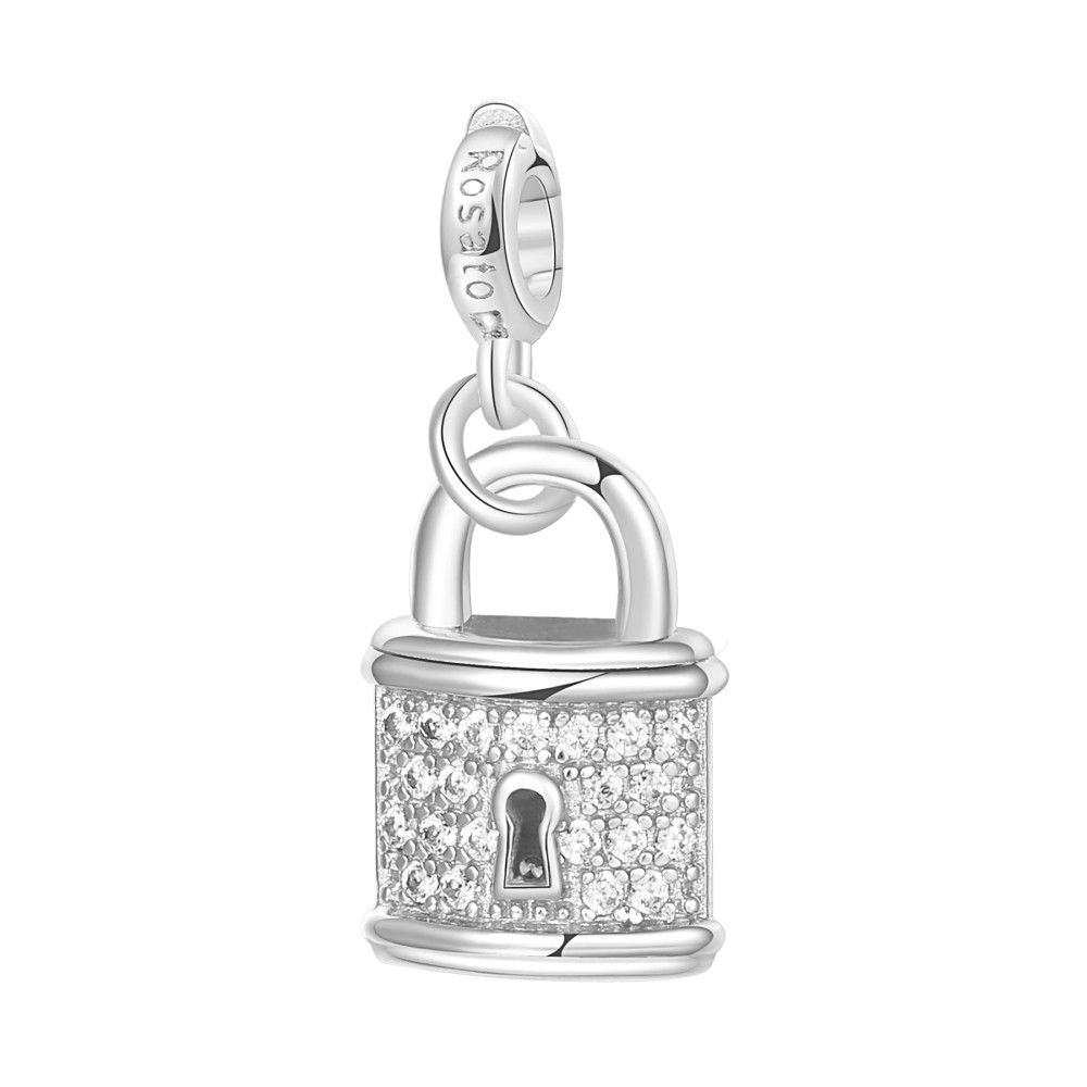 1 - Woman's Rosé Padlock Charm RZ005R Silver 925 Stories collection