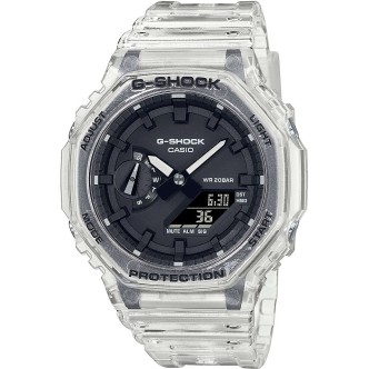 1 - Orologio G-Shock Casio bianco trasparente uomo GA-2100SKE-7AER cassa e bracciale resina