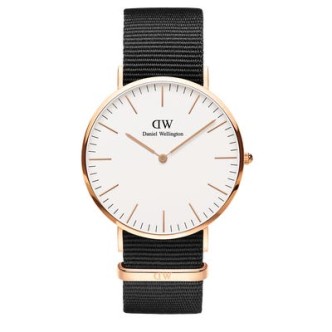 1 - Daniel Wellington black Classic Cornwall Rose Gold watch DW00100257 NATO strap