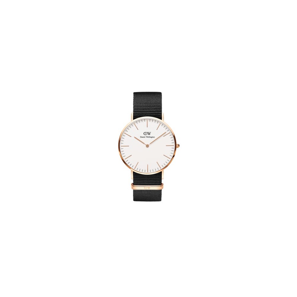 1 - Daniel Wellington black Classic Cornwall Rose Gold watch DW00100257 NATO strap