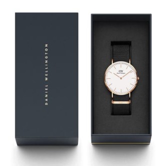 1 - Daniel Wellington black Classic Cornwall Rose Gold watch DW00100257 NATO strap