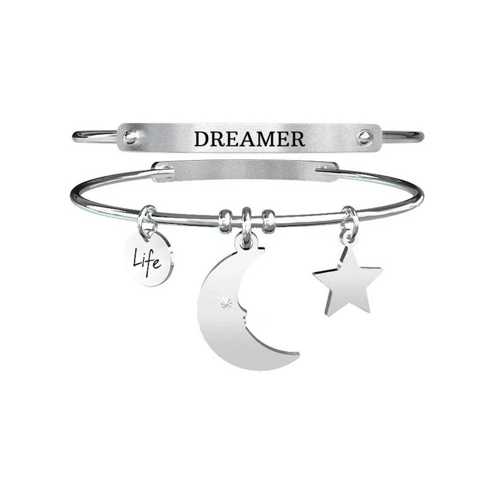 1 - Kidult bracelet 731312 moon pendant in 316L steel and crystals Symbols collection