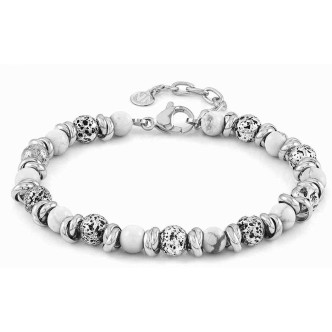 1 - Bracciale uomo Nomination Vulcano Instinct 027919/048 pietra lavica ed Howlite