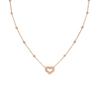 1 - Knurled heart necklace Amen Coccole CLGOCUR3 925 rosegold silver