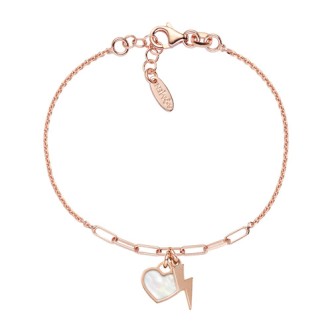 1 - Bracciale cuore e fulmine Amen Le Madreperle BRMPCURB Argento 925 rosato