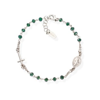 1 - Amen Rosary Bracelet BROBVB3 925 silver with green crystals