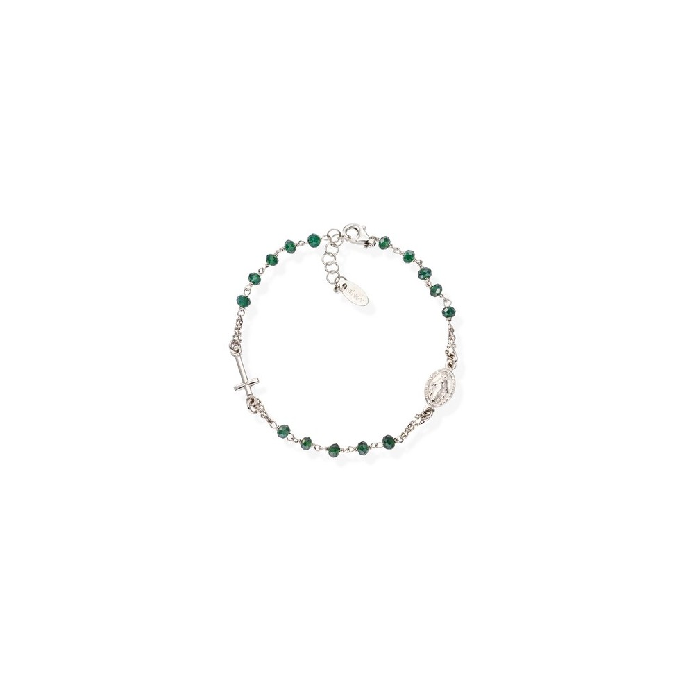 1 - Bracciale Amen Rosario BROBVB3 Argento 925 con cristalli verdi