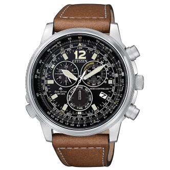 1 - Citizen Radio Controlled Super Titanium Pilot men's watch CB5860-27E Eco Drive leather strap