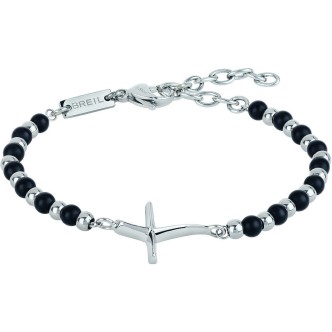 1 - Bracciale croce Breil uomo TJ2989 acciaio con onice collezione Code