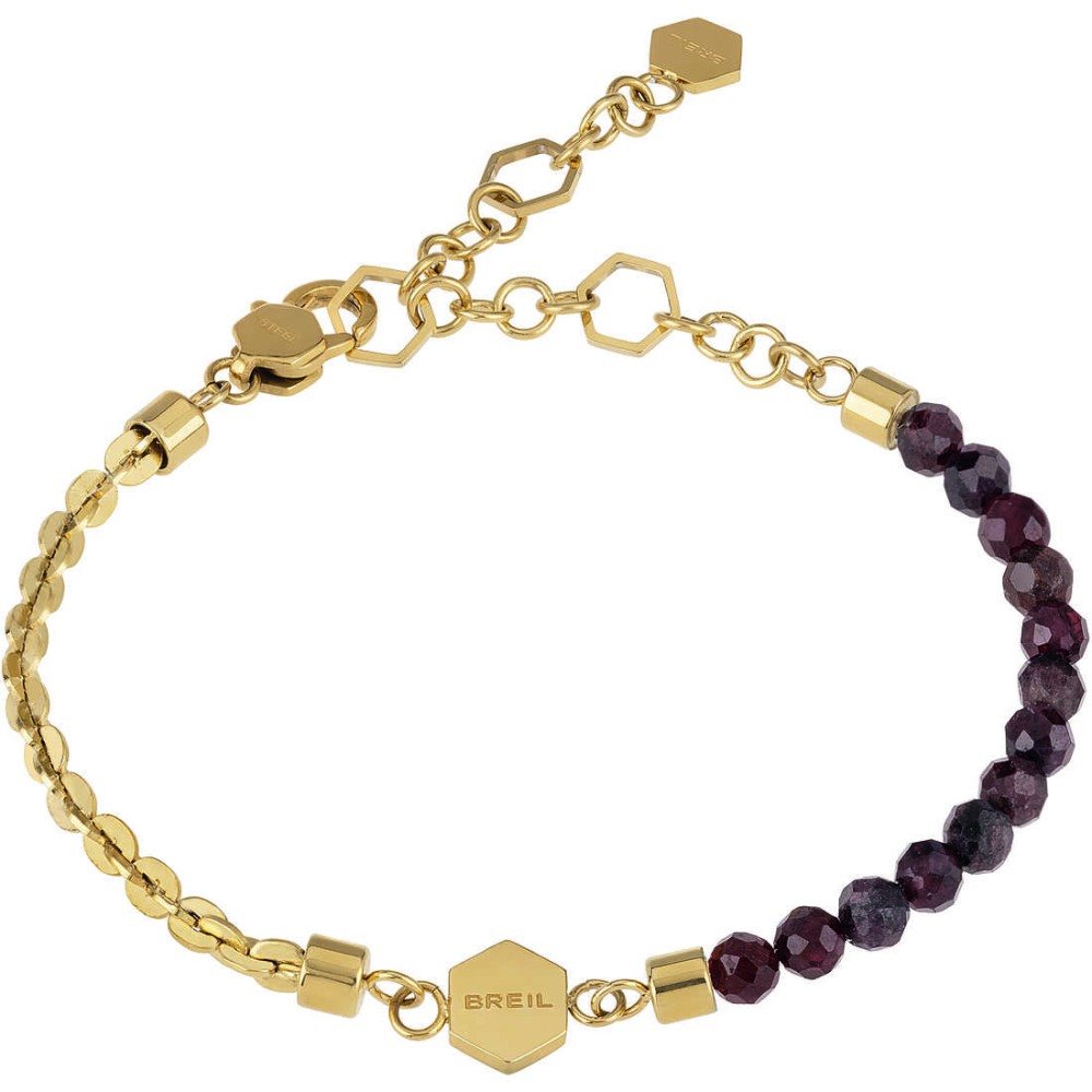 1 - Bracciale Kaleido rosso Breil donna TJ2997 acciaio color Oro con pietra granato