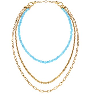 1 - Collana Kaleido Breil giada a 3 giri donna TJ3006 acciaio color oro