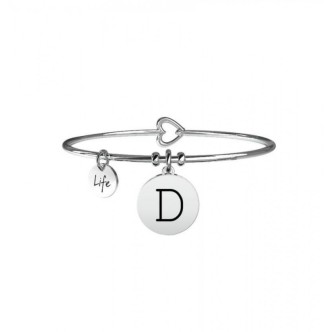 1 - Bracciale Kidult 231555D acciaio 316L ciondolo con lettera D e cristalli collezione Symbols.