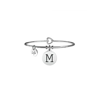 1 - Bracciale Kidult 231555M acciaio 316L ciondolo con lettera M e cristalli collezione Symbols.