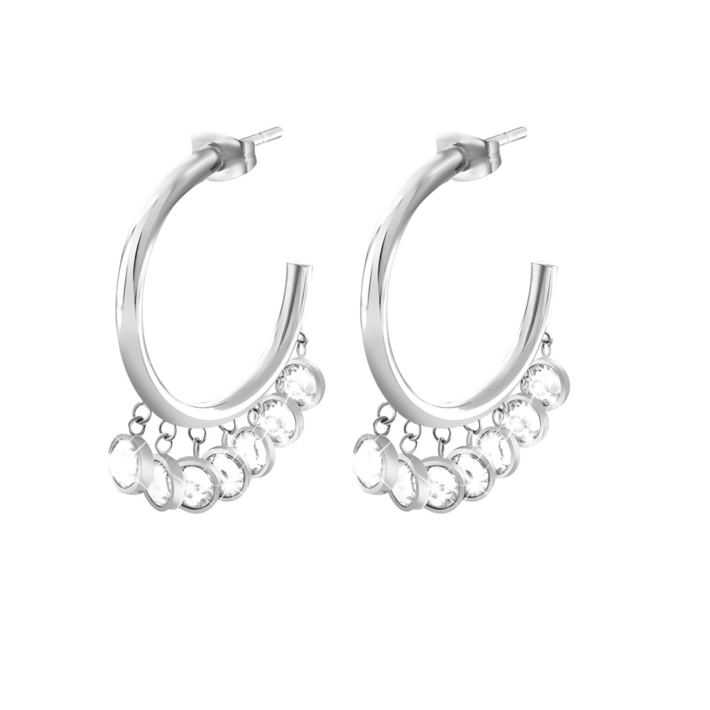 1 - Stroli Super Chic Wow women's hoop earrings 1673319 steel with crystals