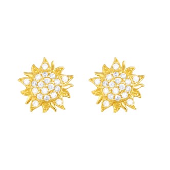 1 - Stroili yellow gold sun earrings with zircons 1415928 Bon Ton collection