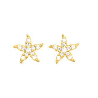 1 - Stroili starfish earrings Yellow Gold with zircons 1415929 Bon Ton collection