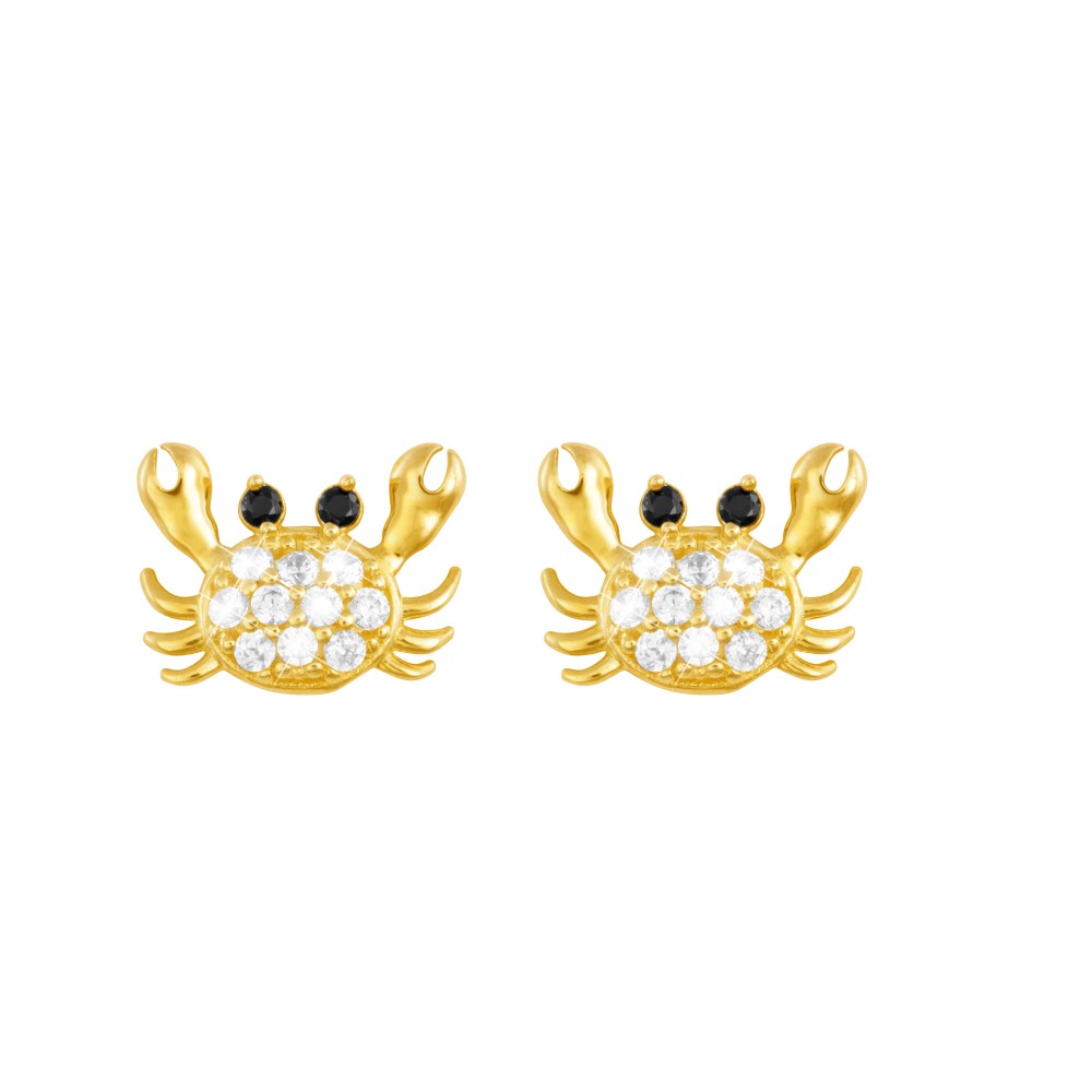 1 - Stroili crab earrings Yellow Gold with zircons 1415921 Bon Ton collection