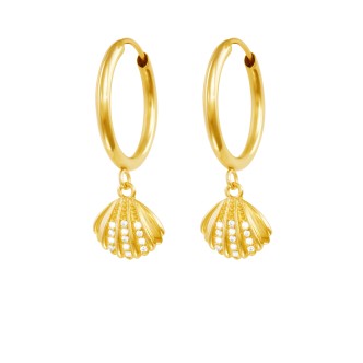 1 - Stroili shell earrings Yellow Gold with zircons 1415892 Toujours collection