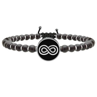 1 - Kidult bracelet 731220 Onyx with infinity symbol pendant in 316L stainless steel Symbols collection