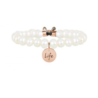 1 - Bracciale Kidult 731051 con perle coltivate e ciondolo in acciaio 316L color oro rosa collezione Symbols