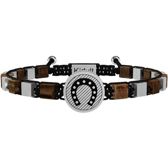 1 - Kidult Horseshoe bracelet man 731912 cord and tiger eye Symbols