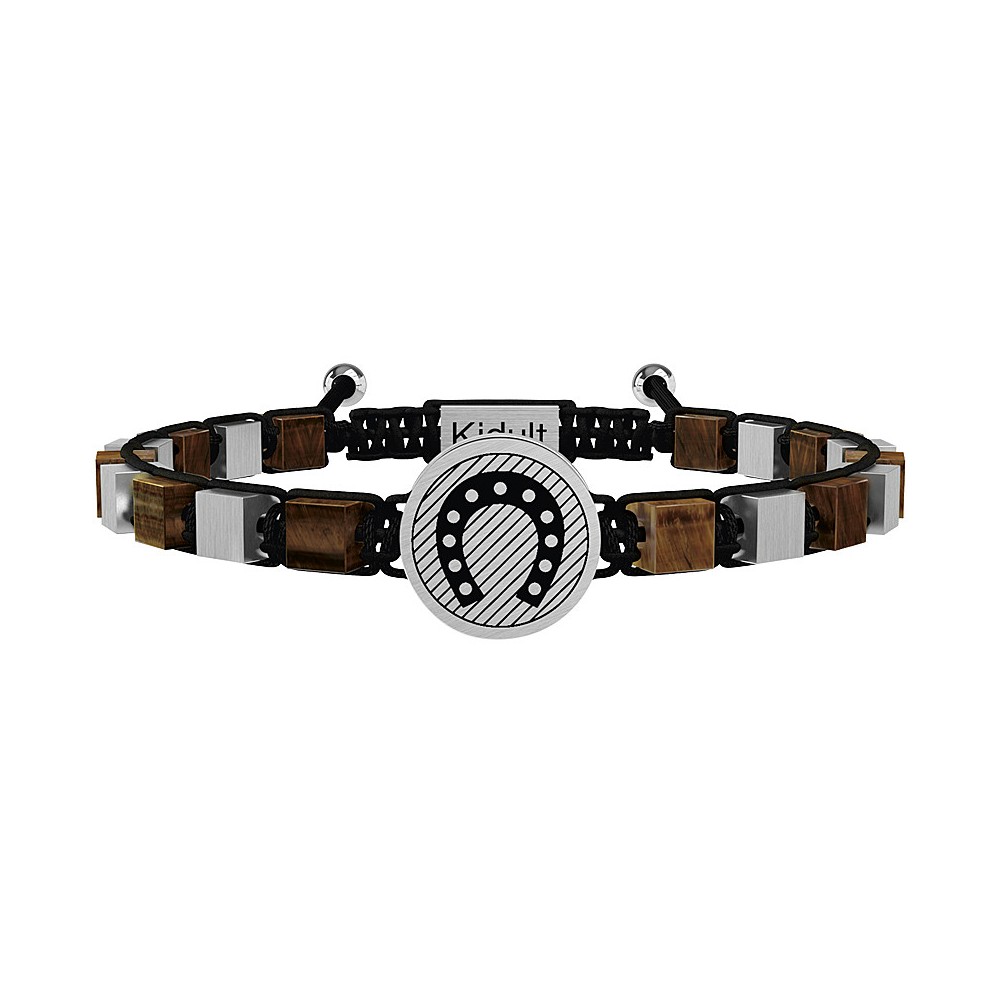 1 - Kidult Horseshoe bracelet man 731912 cord and tiger eye Symbols