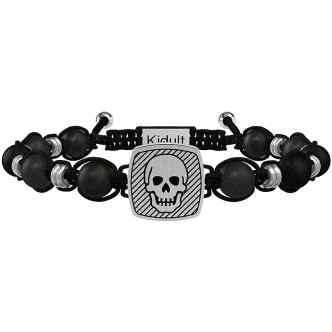 1 - Kidult skull bracelet man 731916 cord and agate Symbols collection