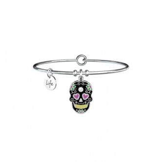 1 - Kidult bracelet 731366 316L steel skull pendant with enamel and crystals Symbols collection