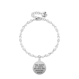 1 - Bracciale Kidult Madre 731908 acciaio 316L con palline bianche Family