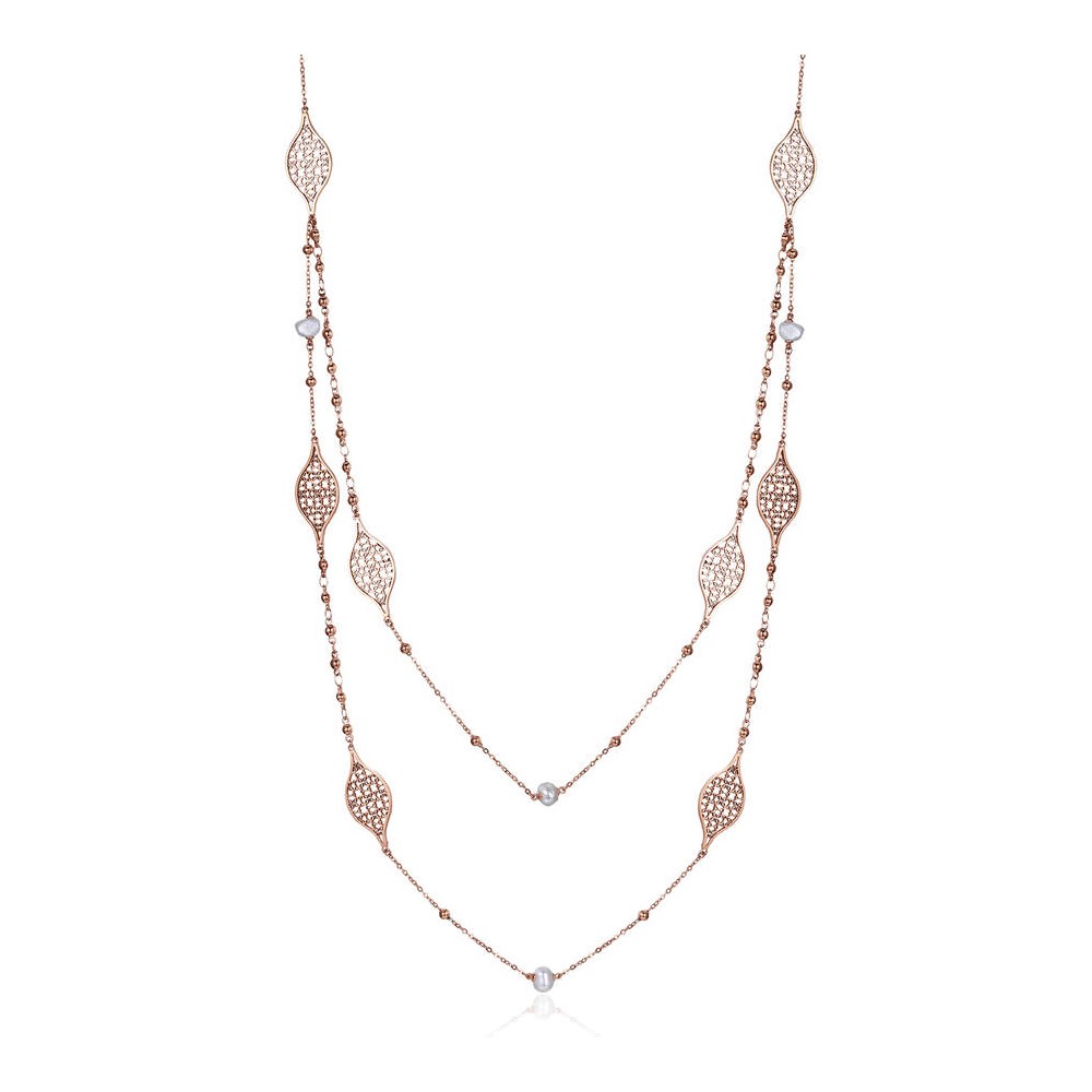 1 - Brosway double wire rosé necklace tailor perforated steel BIL02